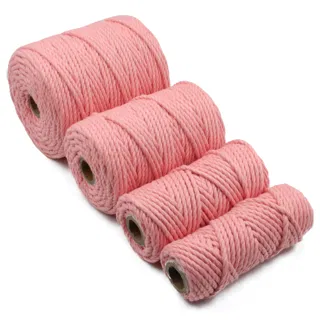 Peach 3-Ply Twisted Macrame Cord, Set of 4 Spools sample, design MT-CF8F2BFB, view 6