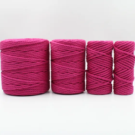 Rani Pink 3-Ply Twisted Macrame Cord, Set of 4 Spools