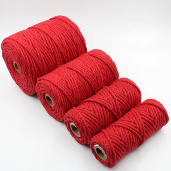 Bright Red 3-Ply Twisted Macrame Cord, Set of 4 Spools