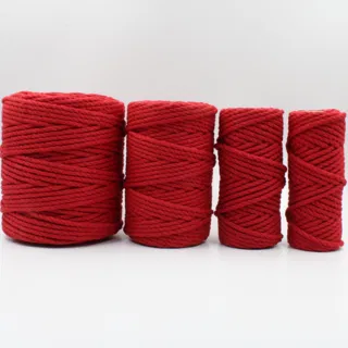 Bright Red 3-Ply Twisted Macrame Cord, Set of 4 Spools sample, design MT-8C693BED, view 2