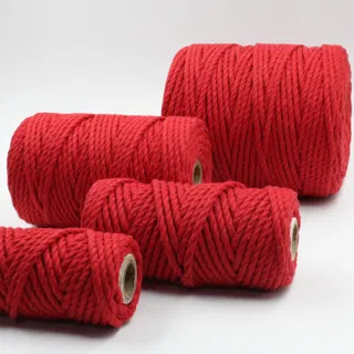 Bright Red 3-Ply Twisted Macrame Cord, Set of 4 Spools sample, design MT-8C693BED, view 4