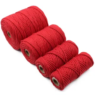 Bright Red 3-Ply Twisted Macrame Cord, Set of 4 Spools sample, design MT-8C693BED, view 5