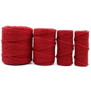 Bright Red 3-Ply Twisted Macrame Cord, Set of 4 Spools sample, design MT-8C693BED, view 6