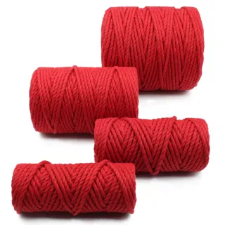 Bright Red 3-Ply Twisted Macrame Cord, Set of 4 Spools sample, design MT-8C693BED, view 7