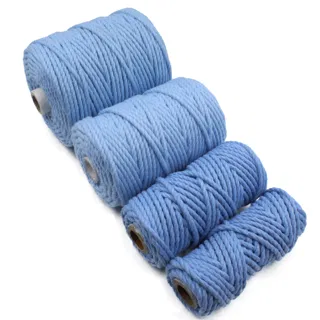 Sky Blue 3-Ply Twisted Macrame Cord, Set of 4 Spools sample, design MT-CE02D33F, view 6