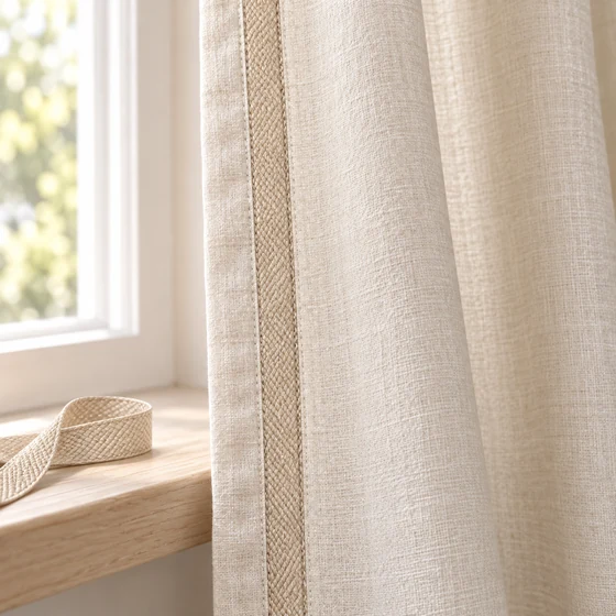 12 mm Beige and Sand Chevron Flat Trim — Curtain edge use