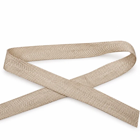 12 mm Beige and Sand Chevron Flat Trim — Main crossed loop