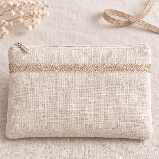 12 mm Beige and Sand Chevron Flat Trim — Pouch border use