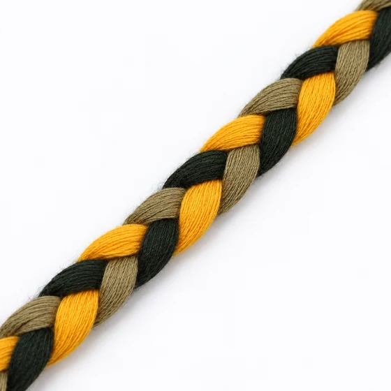 10 mm Army Green, Yellow and Near-Black Choti Braided Trim — Braid macro