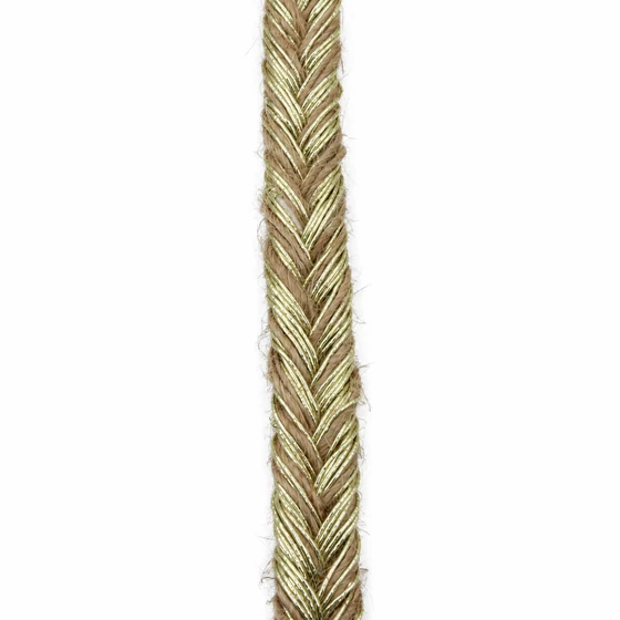 8 mm Beige and Gold Tone Flat Choti Braided Trim — Braid macro