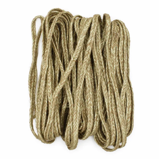 8 mm Beige and Gold Tone Flat Choti Braided Trim — Loose hank view