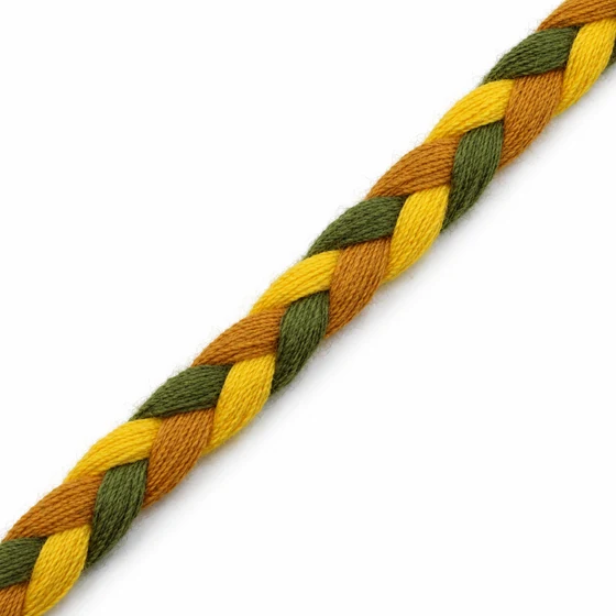 Army Green, Orange and Yellow Choti Braided Trim — Braid macro