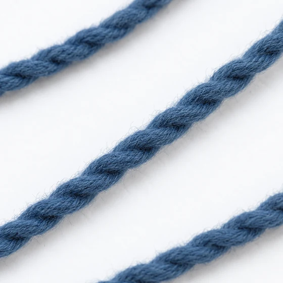 2 mm Mid Blue 2-Ply Spun Polyester Twisted Macrame Cord — Cord close-up