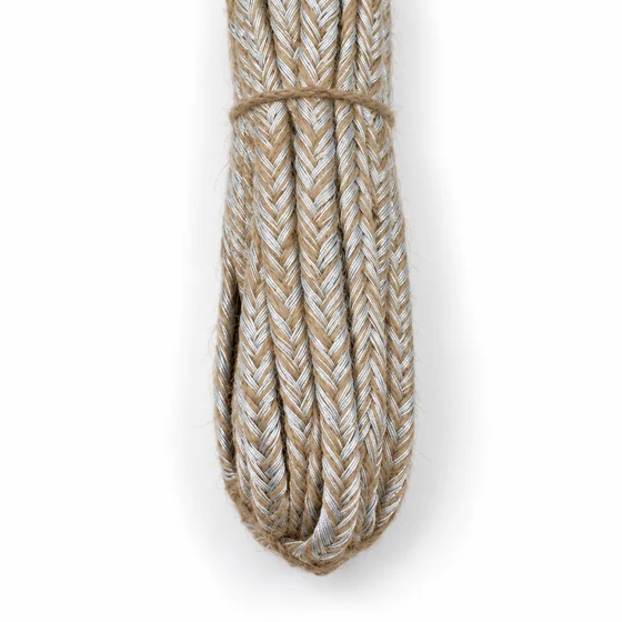 8 mm Beige and Silver Tone Flat Choti Braided Trim — Folded hank detail