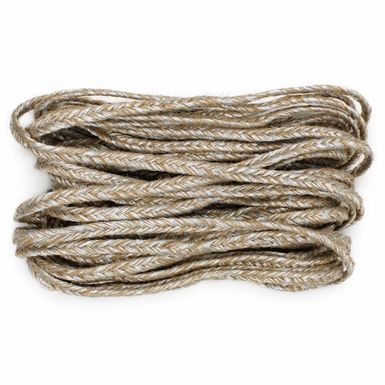 8 mm Beige and Silver Tone Flat Choti Braided Trim — Loose hank view