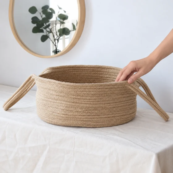 Collapsible Rope Laundry Hamper — In hand