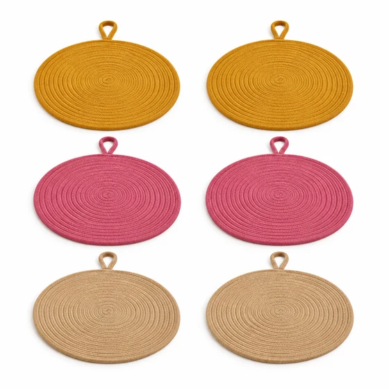 Decorative Rope Mats, 18 cm, Sets of 3 or 6 — Six piece set