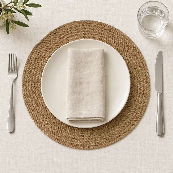 Round Rope Placemats in 6 Colours, 33 cm — Dining use