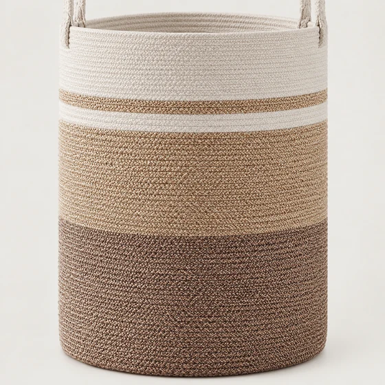 Large Cotton Rope Laundry Basket with Handles, 15 x 20 Inch — Material detail