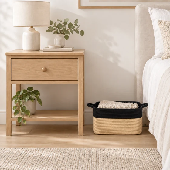 Rectangular Cotton Rope Blanket Storage Basket with Handles — Blanket storage