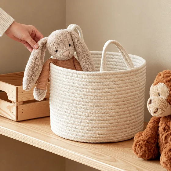 Cotton Rope Storage Basket — Small, Medium and Large — In hand