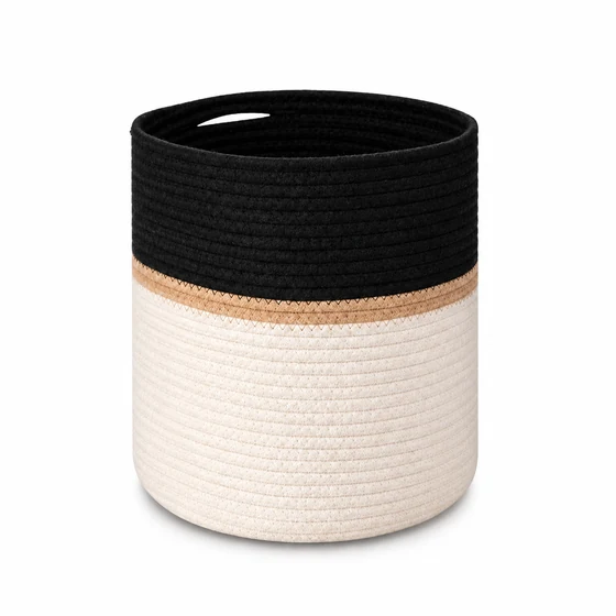 Cotton Rope and Jute Folding Storage Basket, 28 x 28 cm — Main empty