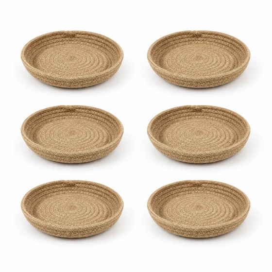 Jute Plant Saucers, Set of 6, 4 to 12 Inch — Six piece set