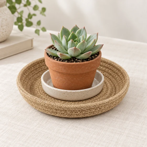 Jute Plant Saucers, Set of 6, 4 to 12 Inch — Succulent use