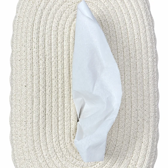 Rectangular Cotton Tissue Box Holder in 4 Designs — Opening detail