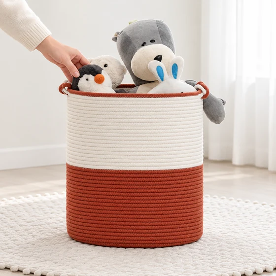 Cotton Rope Basket with Handles, 45 x 41 cm — In hand