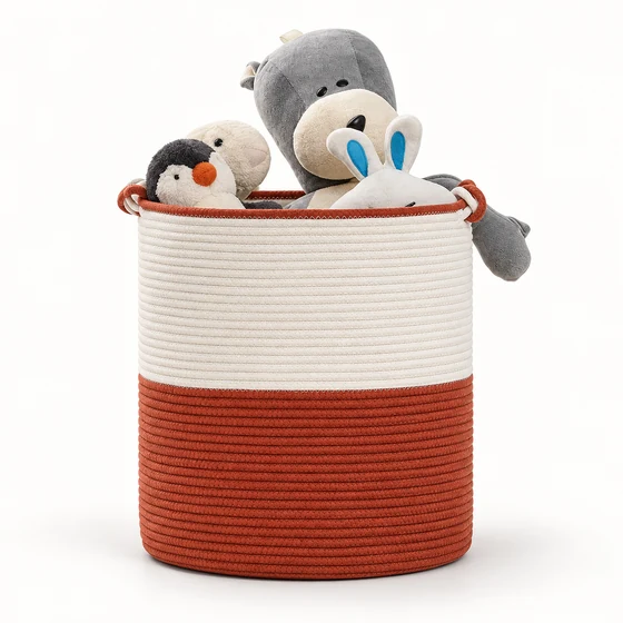 Cotton Rope Basket with Handles, 45 x 41 cm — Main filled