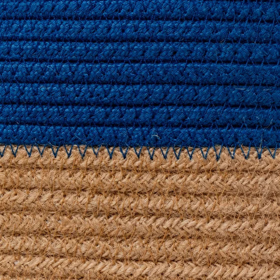Jute and Polycotton Storage Basket with Lid, 8 x 3 Inch — rope junction detail