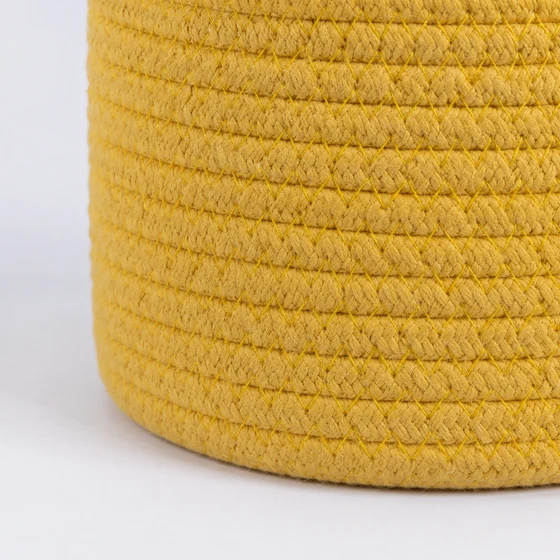 Round Cotton Rope Laundry Basket in Yellow — Base detail