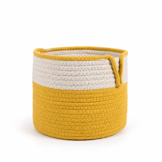 Round Cotton Rope Laundry Basket in Yellow — Main view