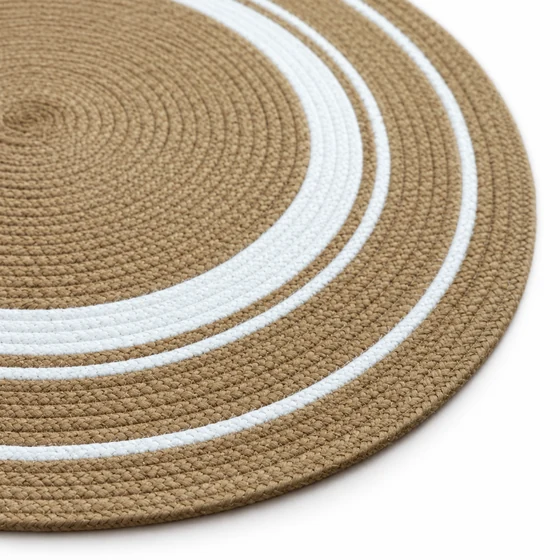 Jute and Cotton Round Rug, 2 Feet — edge detail