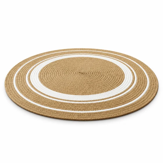 Jute and Cotton Round Rug, 2 Feet — low angle