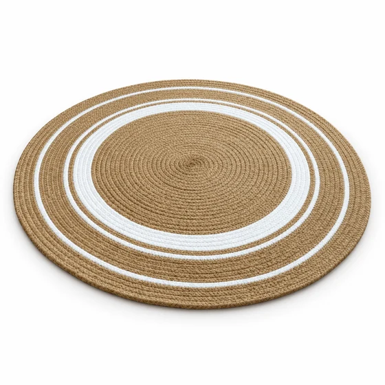 Jute and Cotton Round Rug, 2 Feet — main elevated