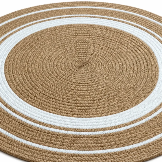 Jute and Cotton Round Rug, 2 Feet — pattern detail