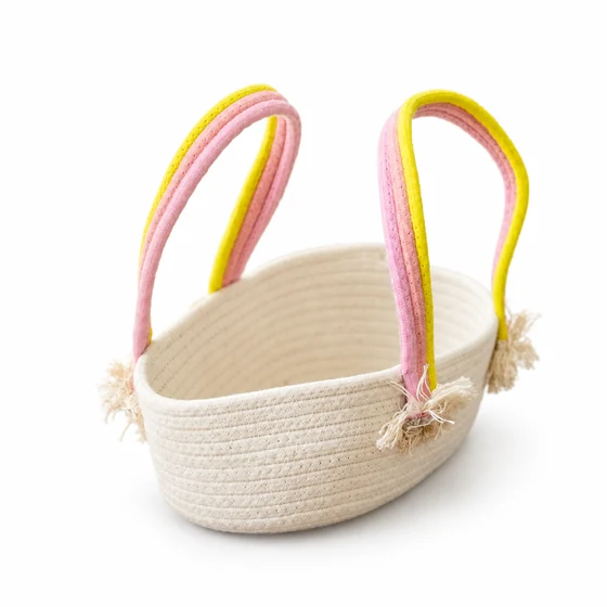 Oval Cotton Rope Tote Bag with Tassel Handles — Main empty