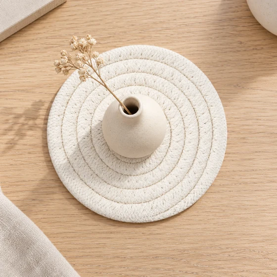 Round Rope Coasters, 15 cm, Sets of 2, 4 or 6 — Decorative base use