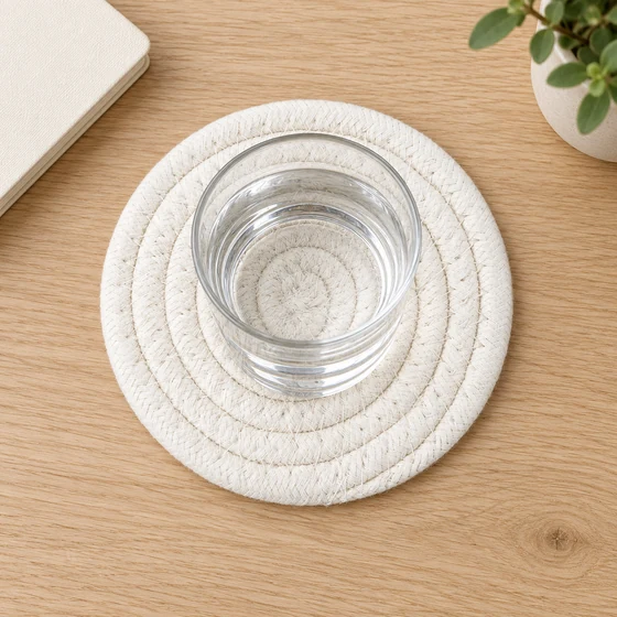 Round Rope Coasters, 15 cm, Sets of 2, 4 or 6 — Drink use