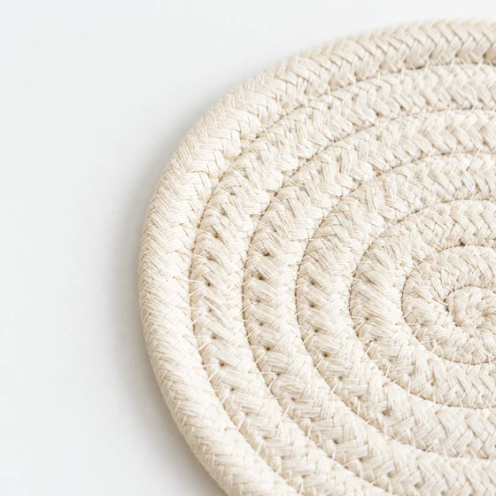 Round Rope Coasters, 15 cm, Sets of 2, 4 or 6 — Edge detail