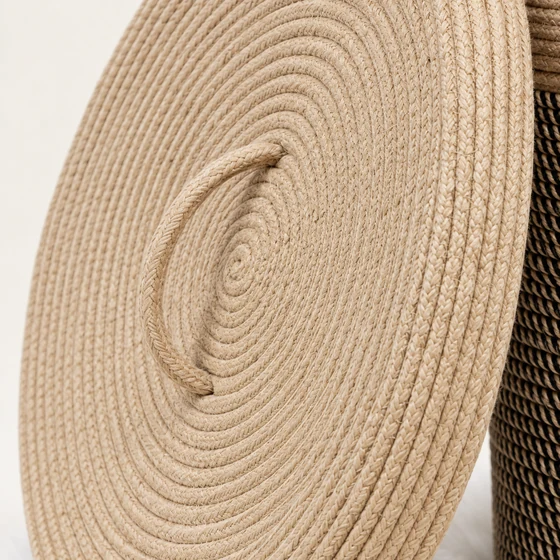 Cotton Rope Laundry Basket with Lid, 35 x 35 x 45 cm — Lid detail