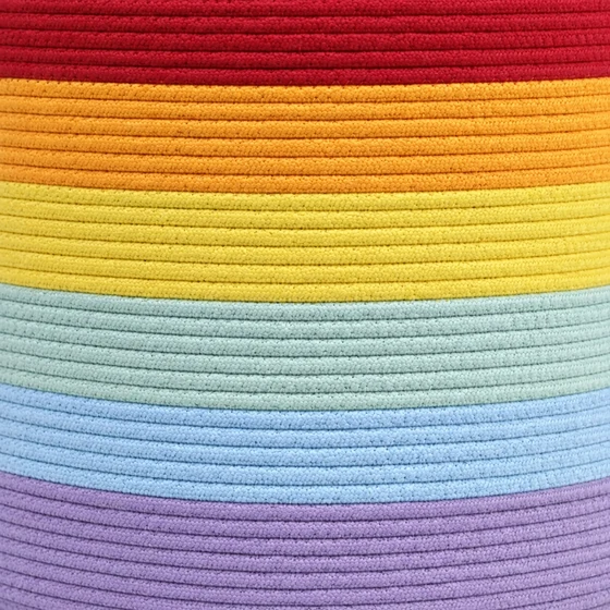 Large Rainbow Cotton Rope Storage Basket, 32 x 54 cm — Colour rope detail