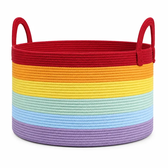 Large Rainbow Cotton Rope Storage Basket, 32 x 54 cm — Main view