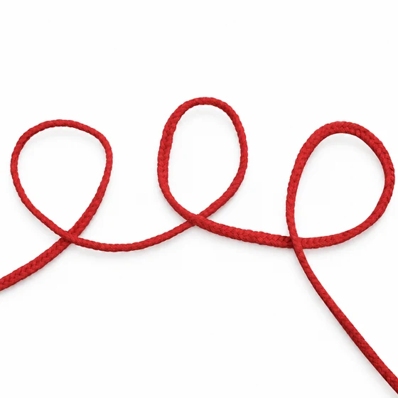 4 mm Bright Red Rounded Choti Braided Trim — Loose loops