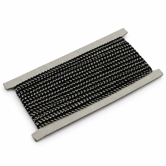 Black and White Narrow Khajuri Braided Trim — Low-angle view