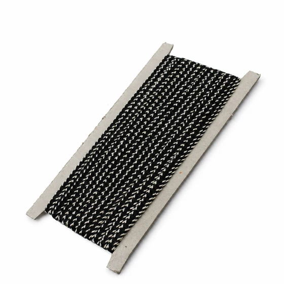 Black and White Narrow Khajuri Braided Trim — Sample card