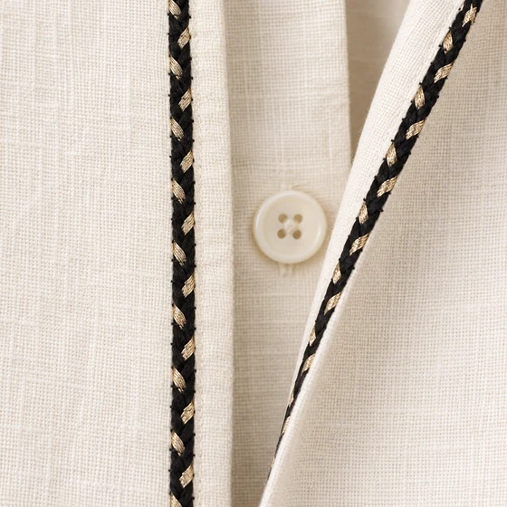 4 mm Black Choti Braided Trim with Champagne Flecks — Garment edging idea