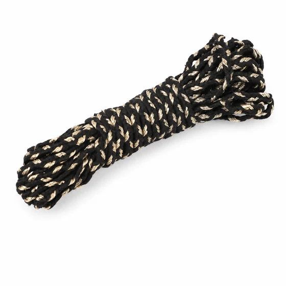 4 mm Black Choti Braided Trim with Champagne Flecks — Sample hank